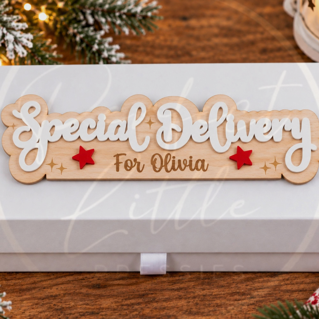 Christmas - Special Delivery Double Layered White Sign