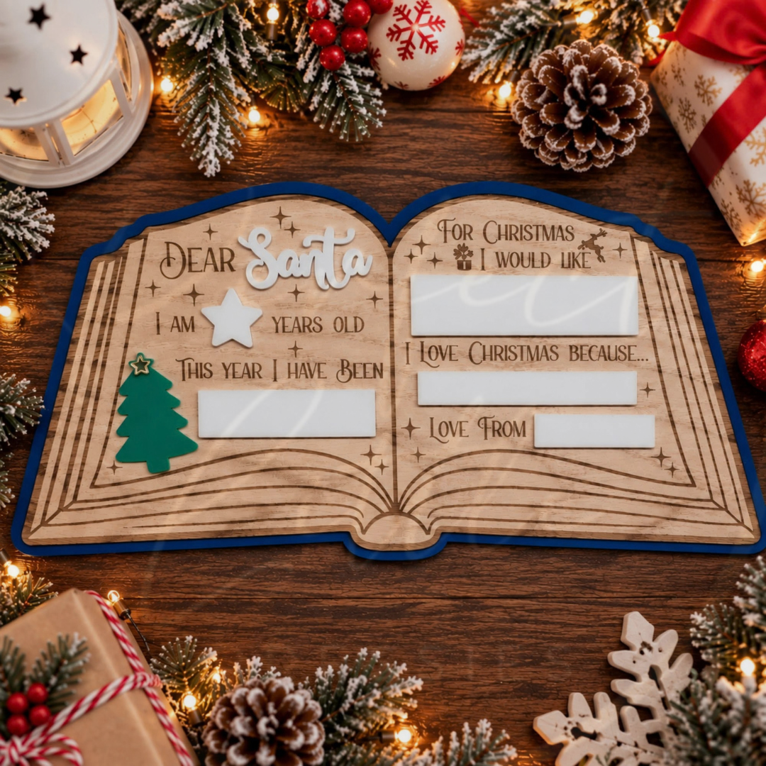 Christmas - Open Book Blue Outline