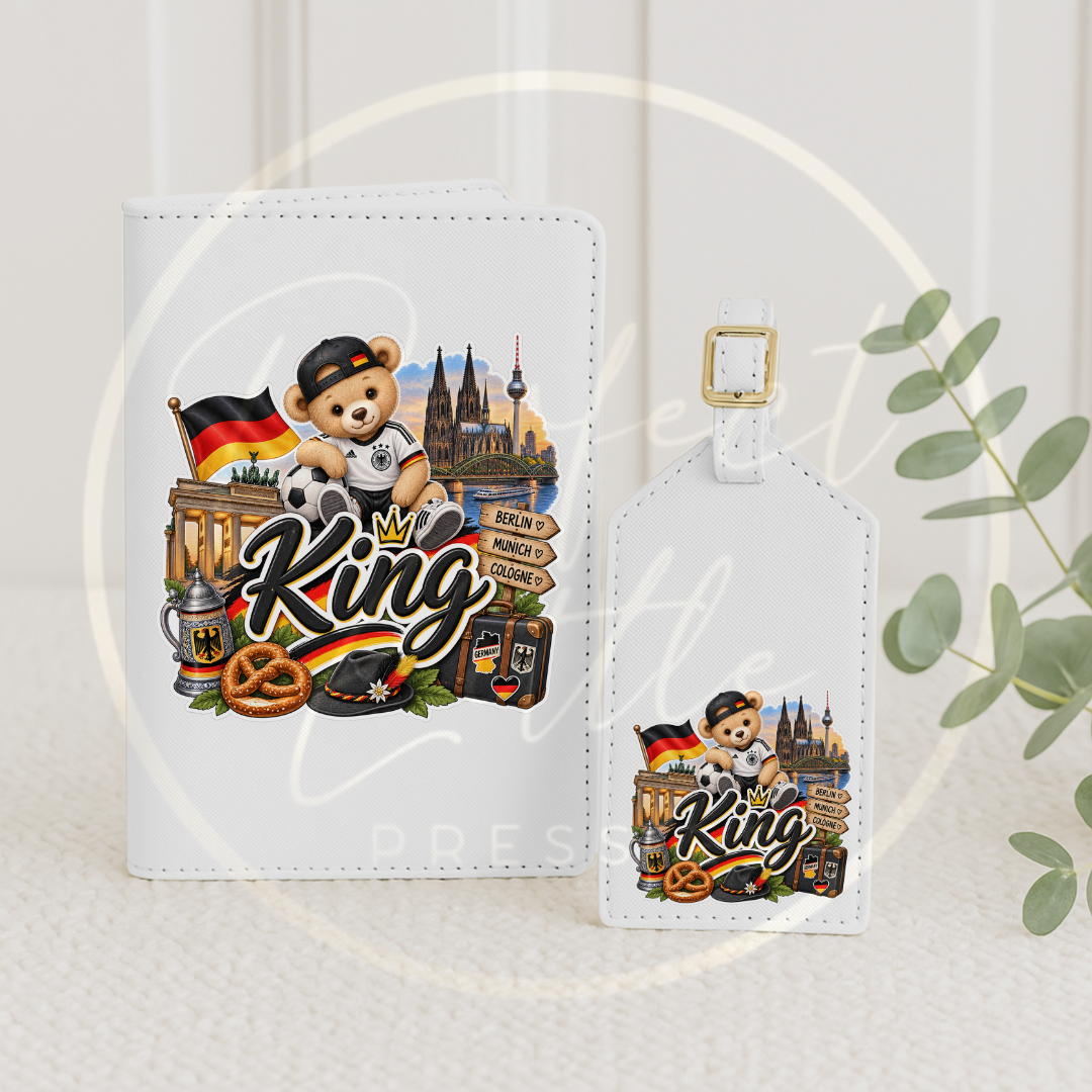 Passport Cover/Luggage Tag Set - Little Germany Bear