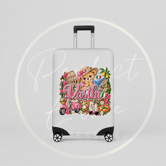 Suitcase Cover - Pink Little Italy Bear