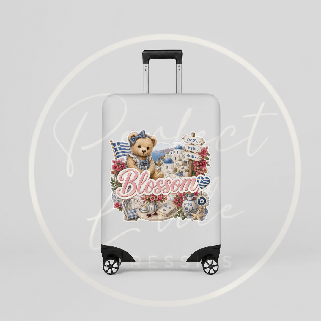 Suitcase Cover - Pink Little Greece Bear