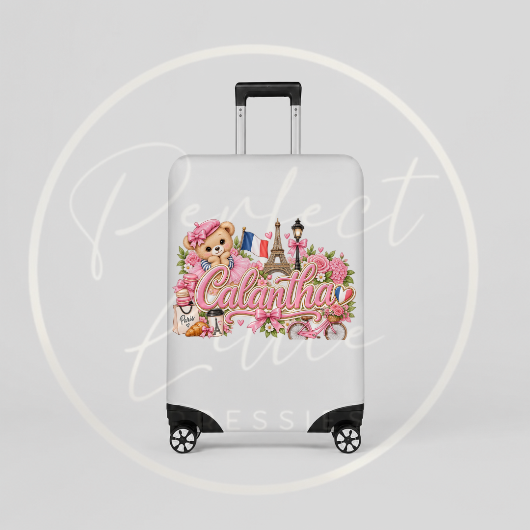 Suitcase Cover - Pink Little France Bear
