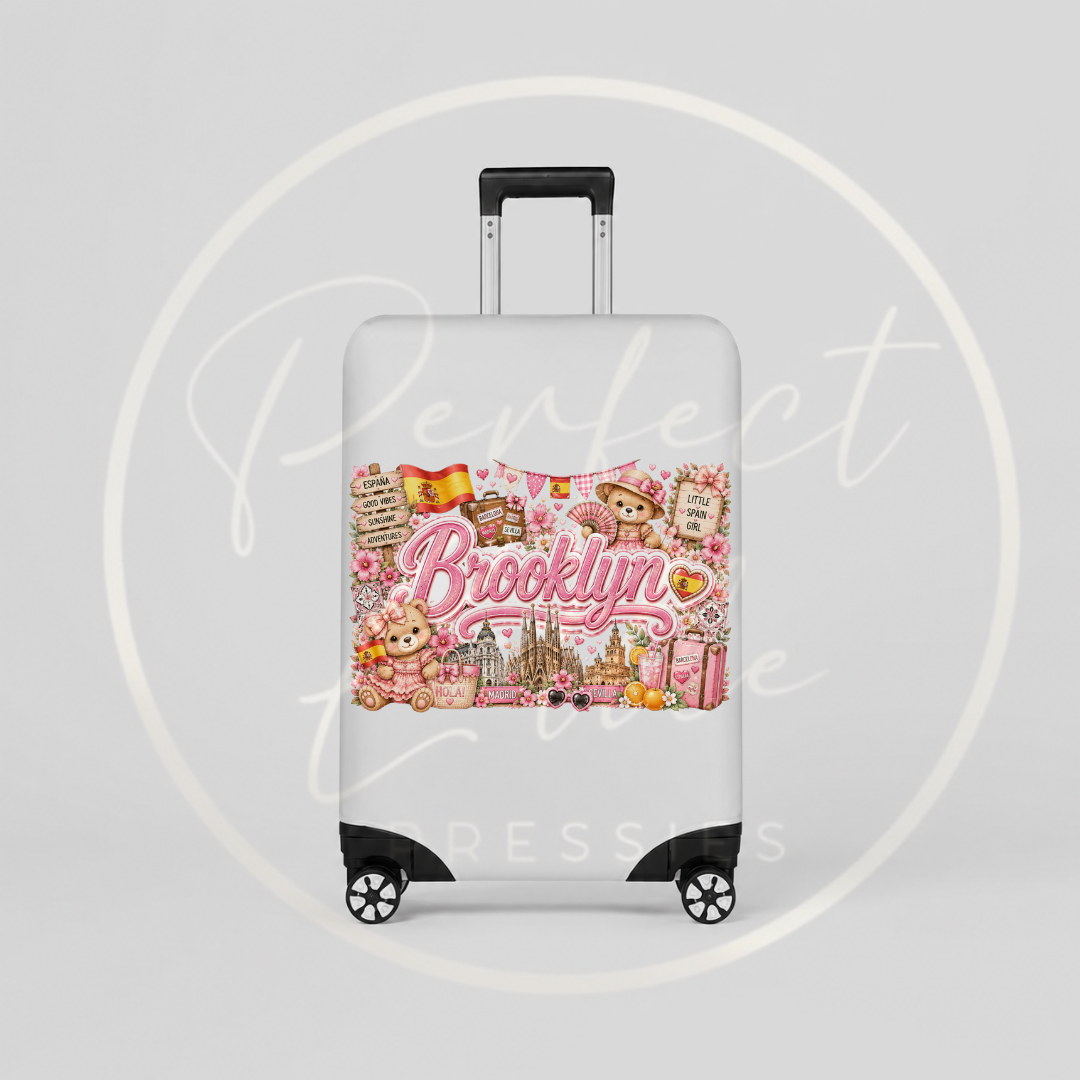 Suitcase Cover - Pink Little Spain Bear