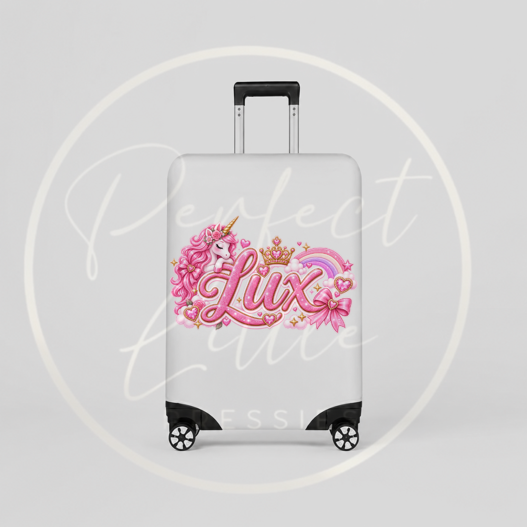 Suitcase Cover - Pink Sparkle Unicorn