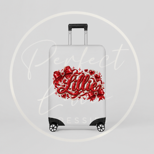 Suitcase Cover - Red Sparkle Pearls