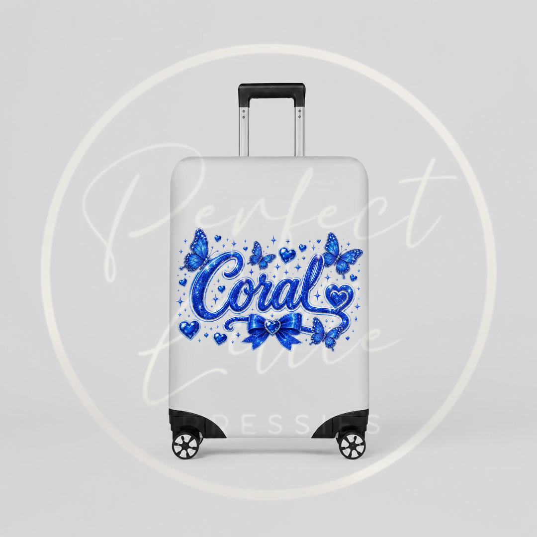 Suitcase Cover - Sapphire Blue Sparkle