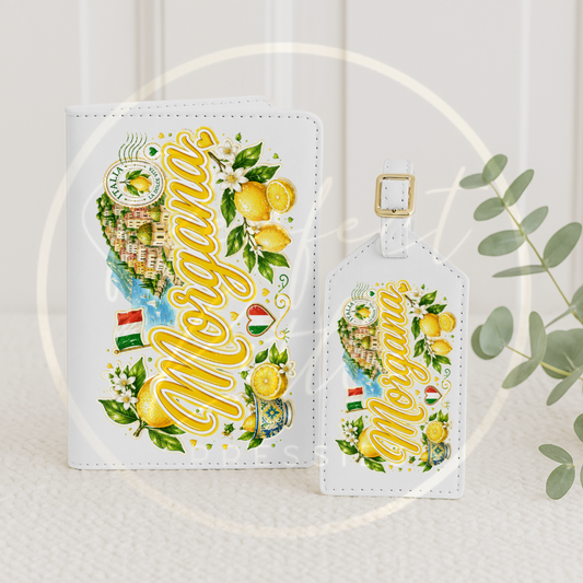 Passport Cover/Luggage Tag Set - Lemon Amalfi