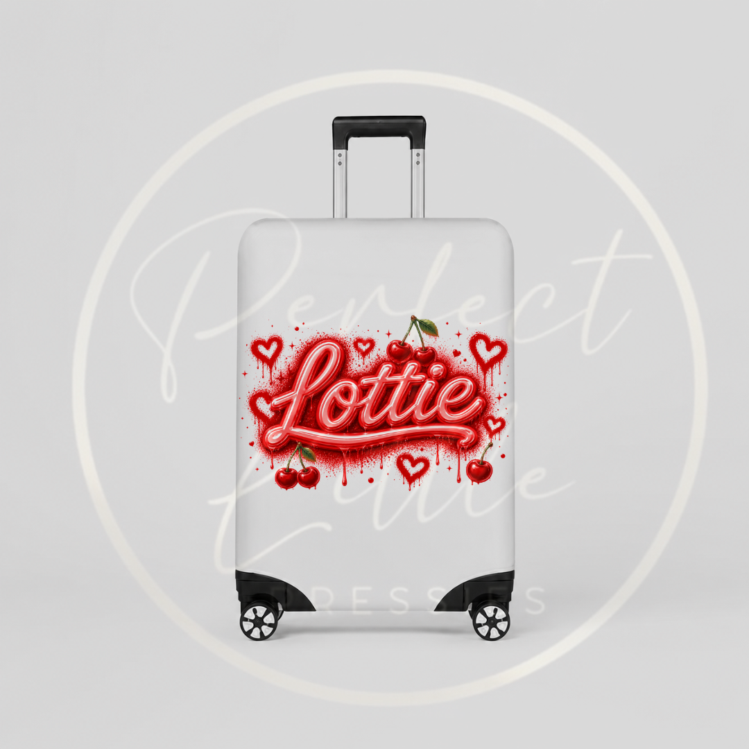 Suitcase Cover - Red Cherry Graffiti