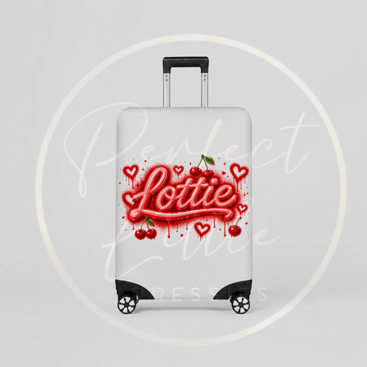 Suitcase Cover - Red Cherry Graffiti