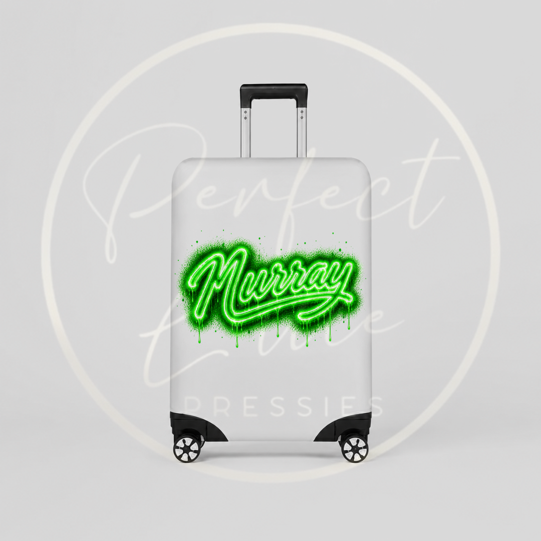 Suitcase Cover - Green Graffiti