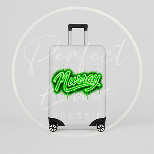 Suitcase Cover - Green Graffiti