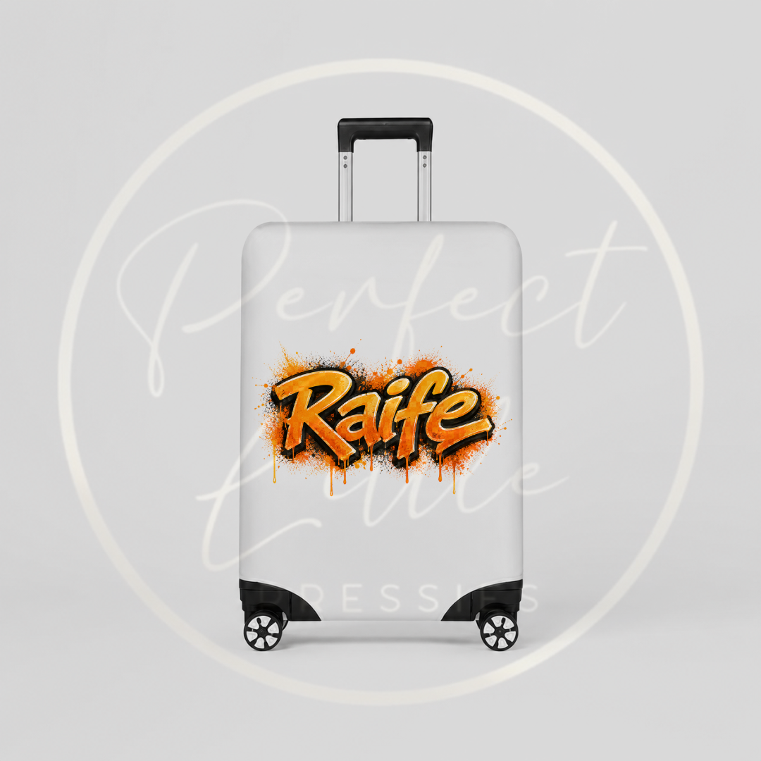 Suitcase Cover - Orange Graffiti