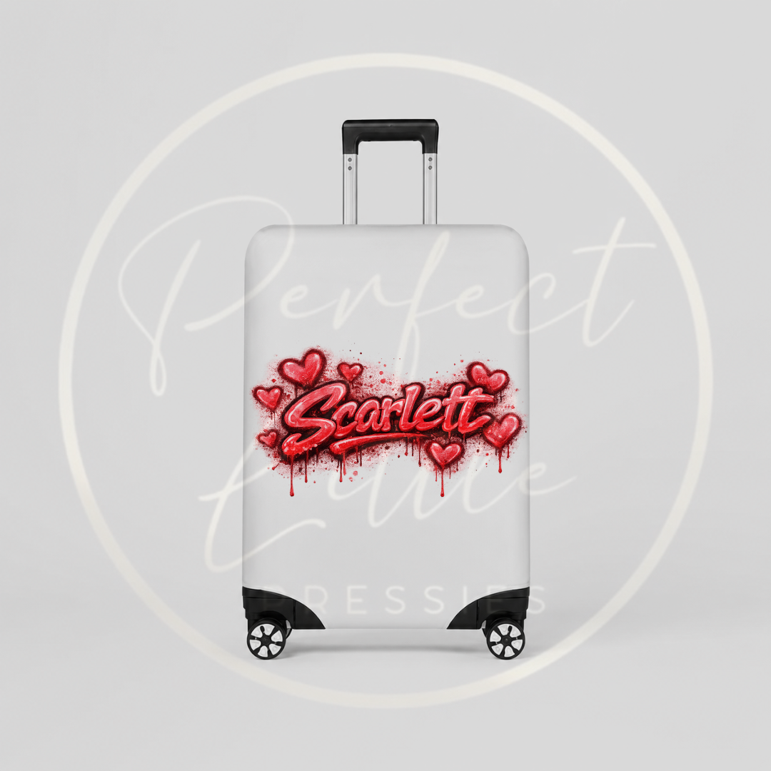 Suitcase Cover - Red Heart Graffiti