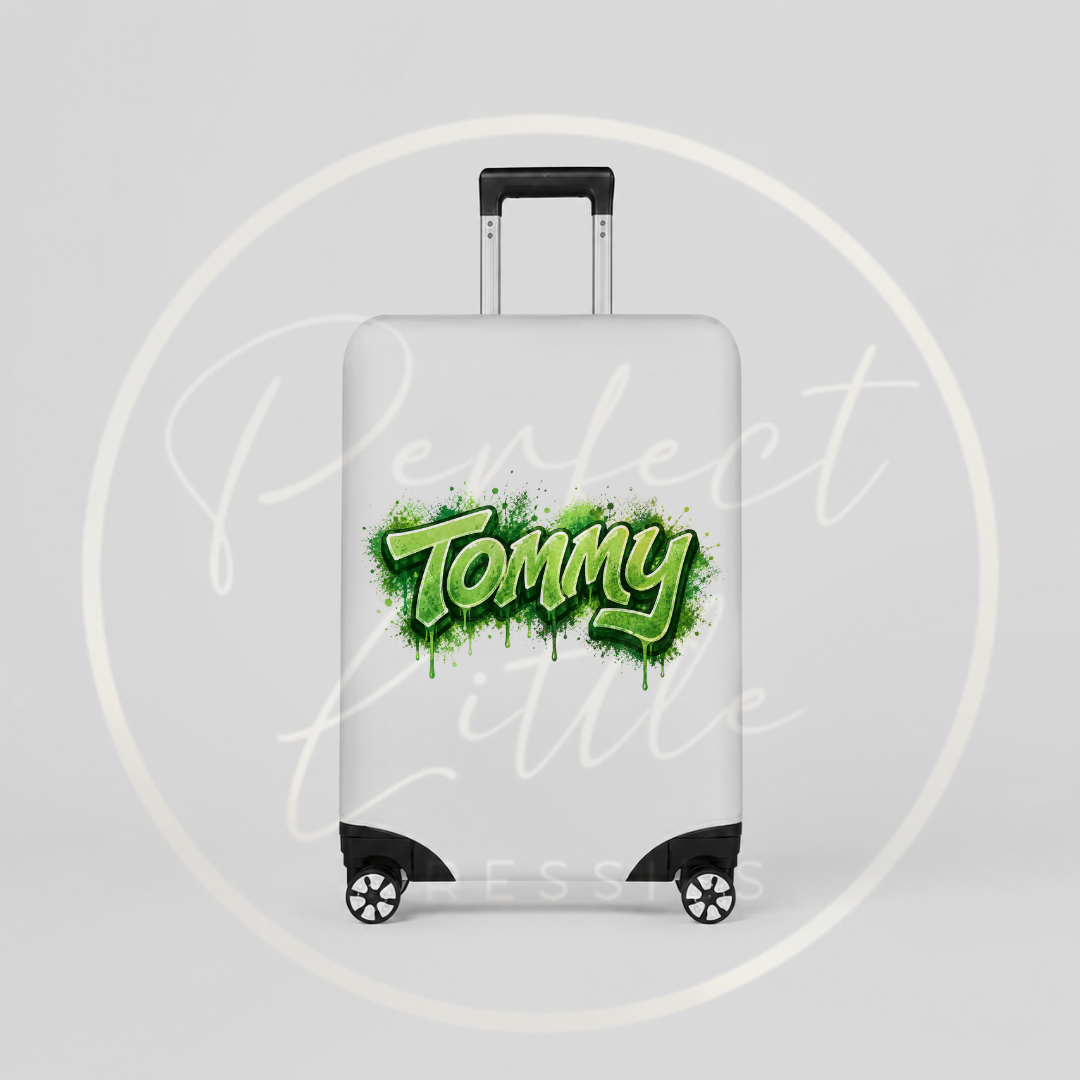 Suitcase Cover - Green Graffiti