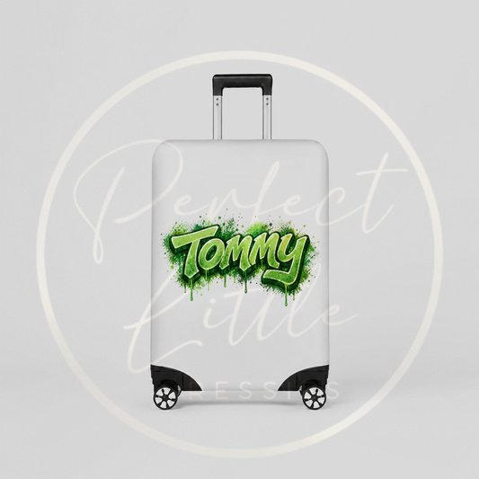 Suitcase Cover - Green Graffiti