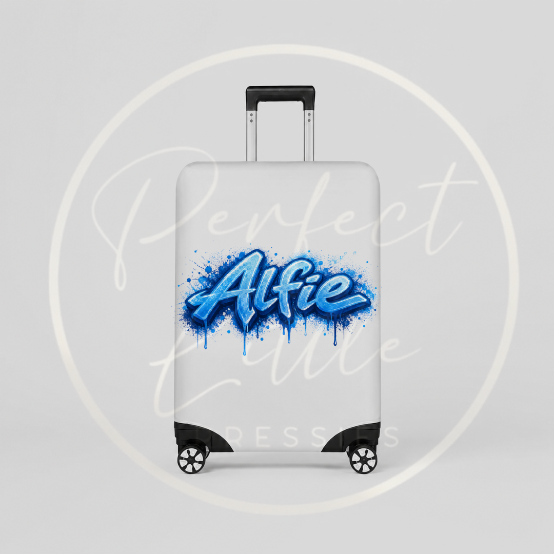 Suitcase Cover - Blue Graffiti