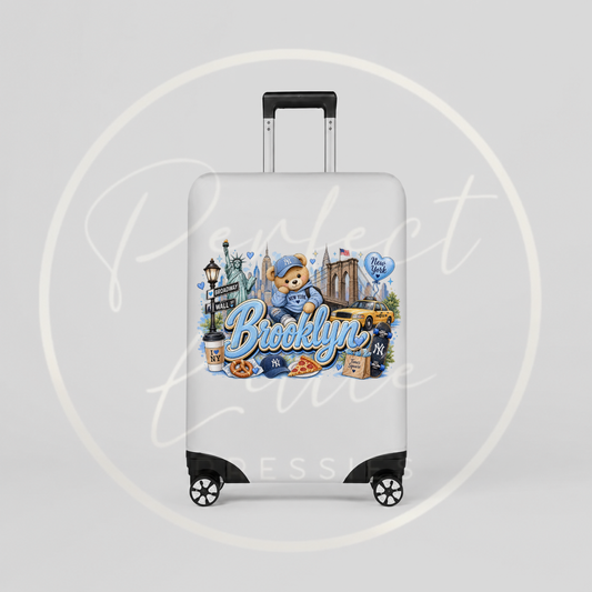 Suitcase Cover - Blue Little New York Bear