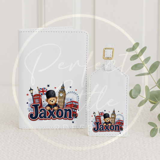 Passport Cover/Luggage Tag Set - Little London Bear