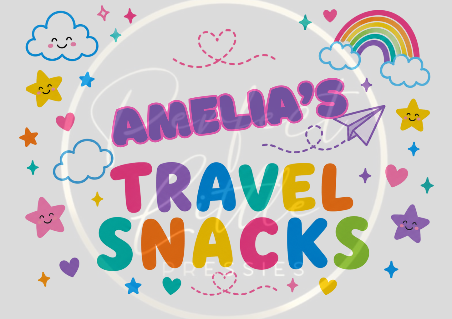 CUSTOM ADHESIVE DECAL - Colourful Rainbow Travel Snacks