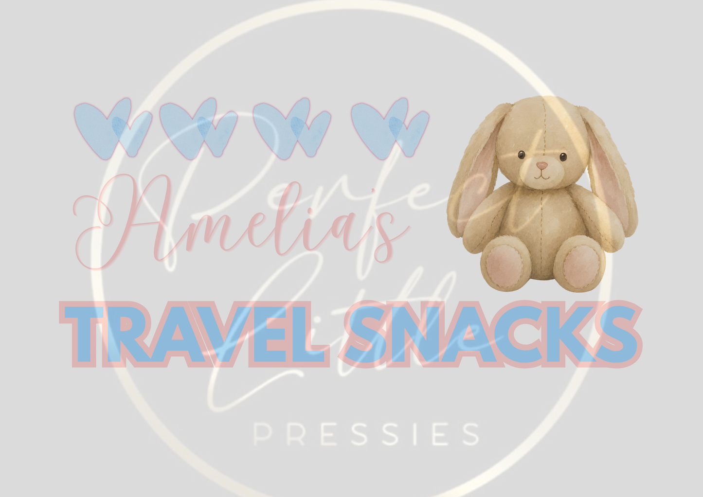 CUSTOM ADHESIVE DECAL - Pink/Blue Butterfly Bunny Travel Snacks