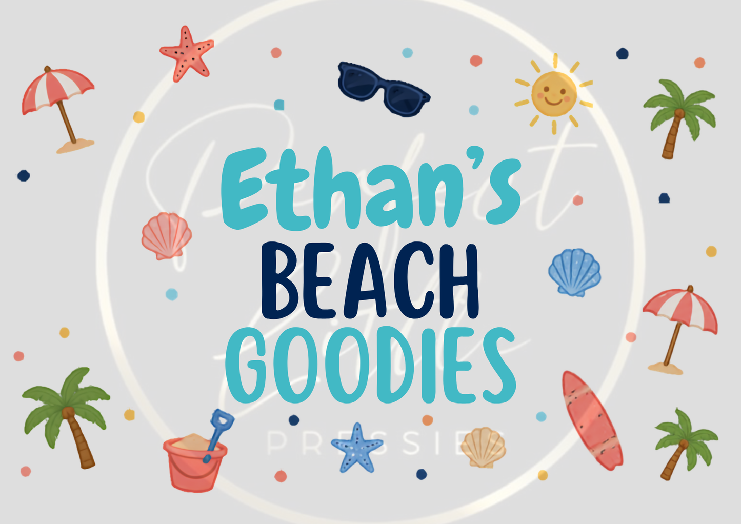 CUSTOM ADHESIVE DECAL - Beach Goodies