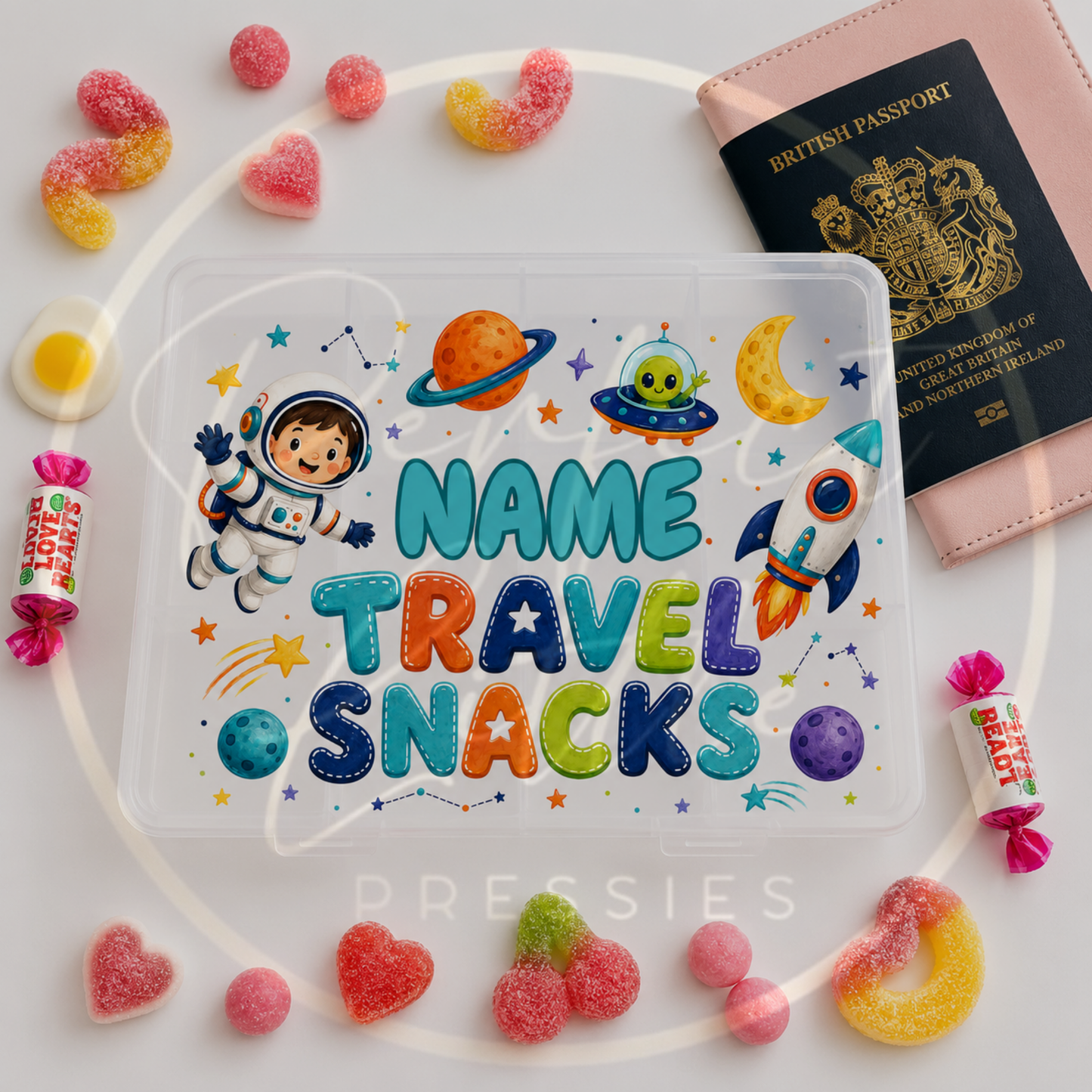 CUSTOM ADHESIVE DECAL - Space Travel Snacks