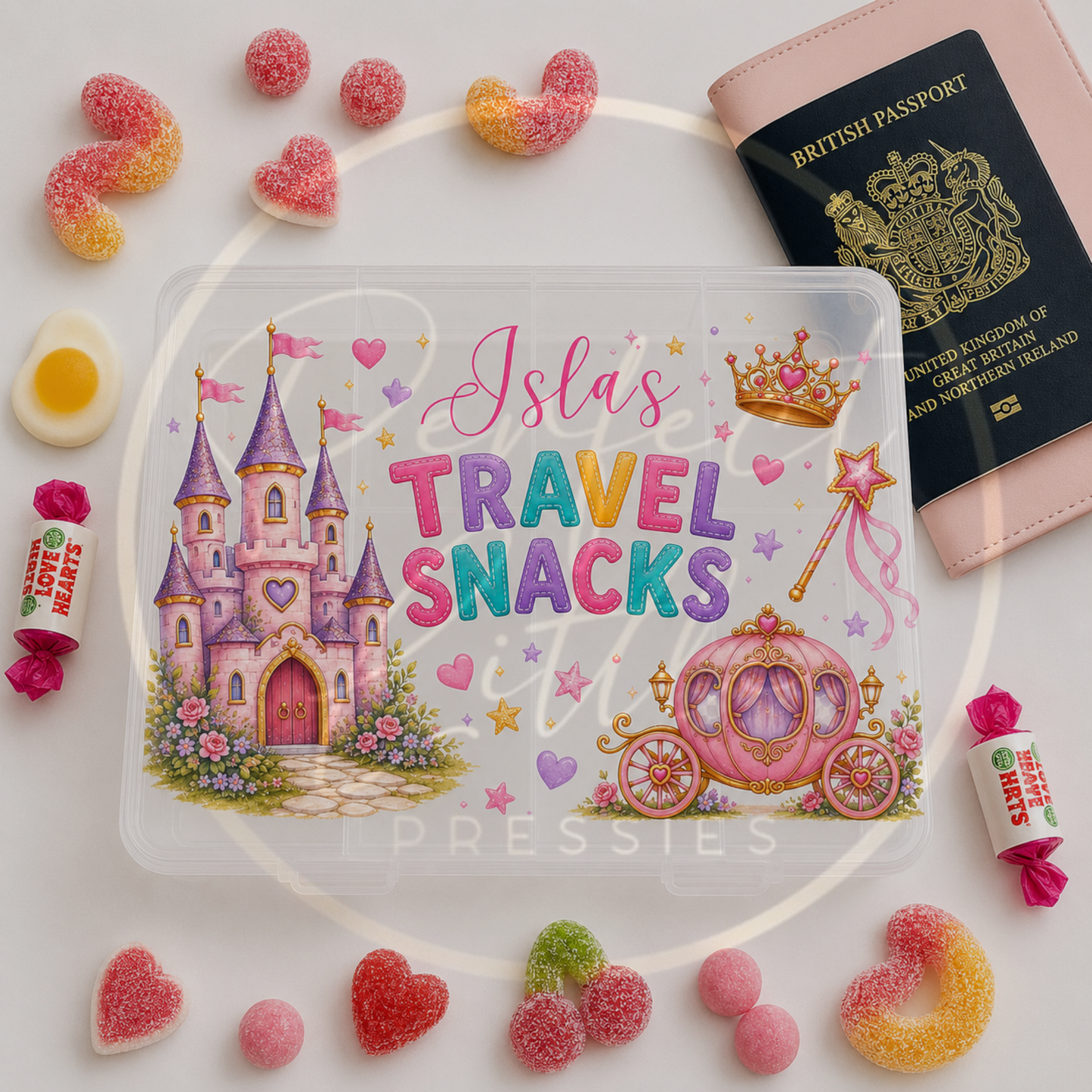CUSTOM ADHESIVE DECAL - Fairytale Princess Travel Snacks