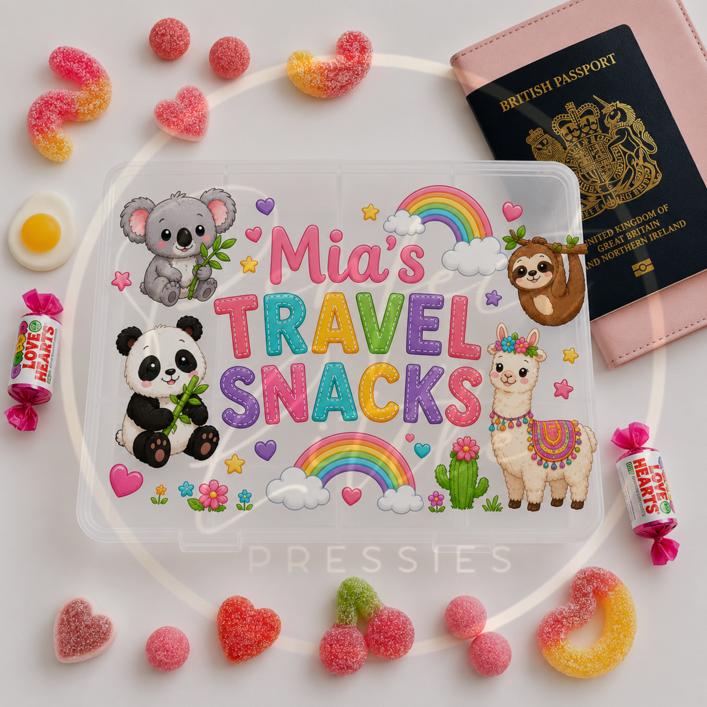 CUSTOM ADHESIVE DECAL - Zoo Animals Travel Snacks