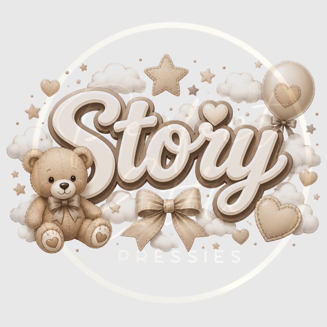 CUSTOM ADHESIVE DECAL - Beige Cloud Bear Name