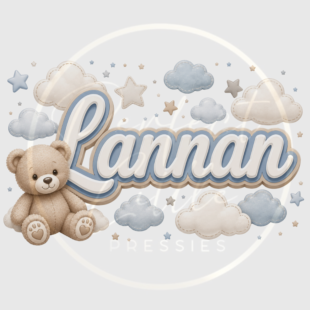 CUSTOM ADHESIVE DECAL - Blue/Beige Cloud Bear