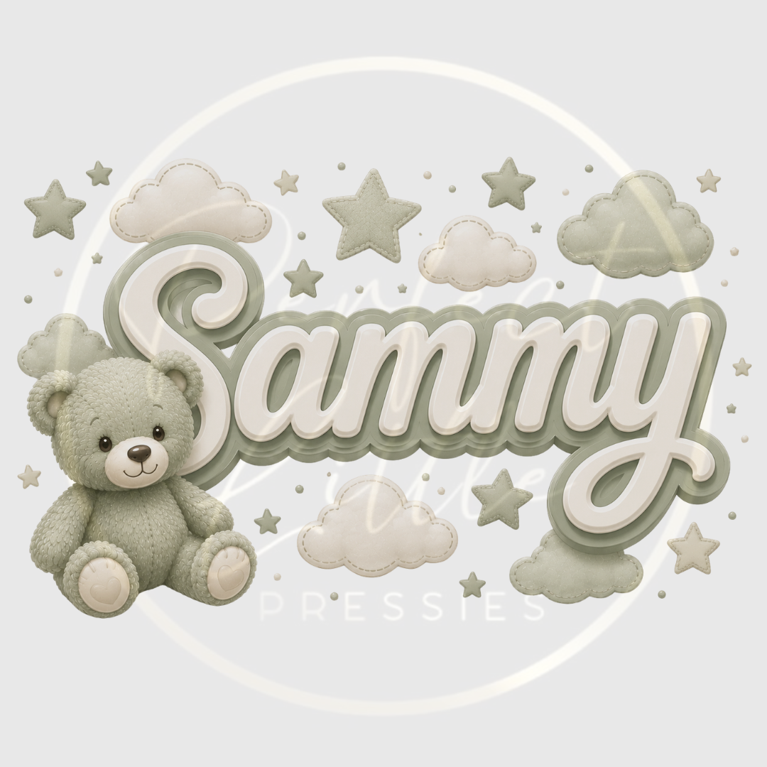 CUSTOM ADHESIVE DECAL - Sage Cloud Bear Name