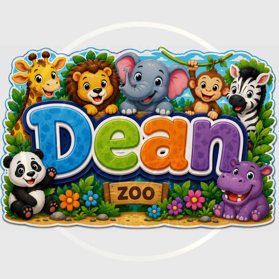 CUSTOM ADHESIVE DECAL - Zoo Themed Name