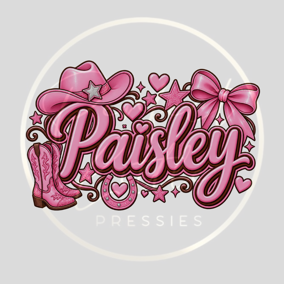 CUSTOM ADHESIVE DECAL - Pink Cowgirl Name