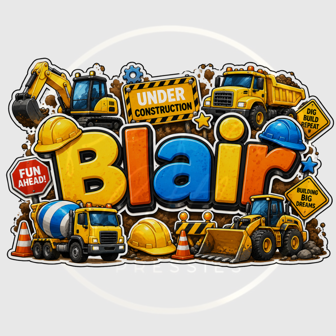 CUSTOM ADHESIVE DECAL - Construction Name
