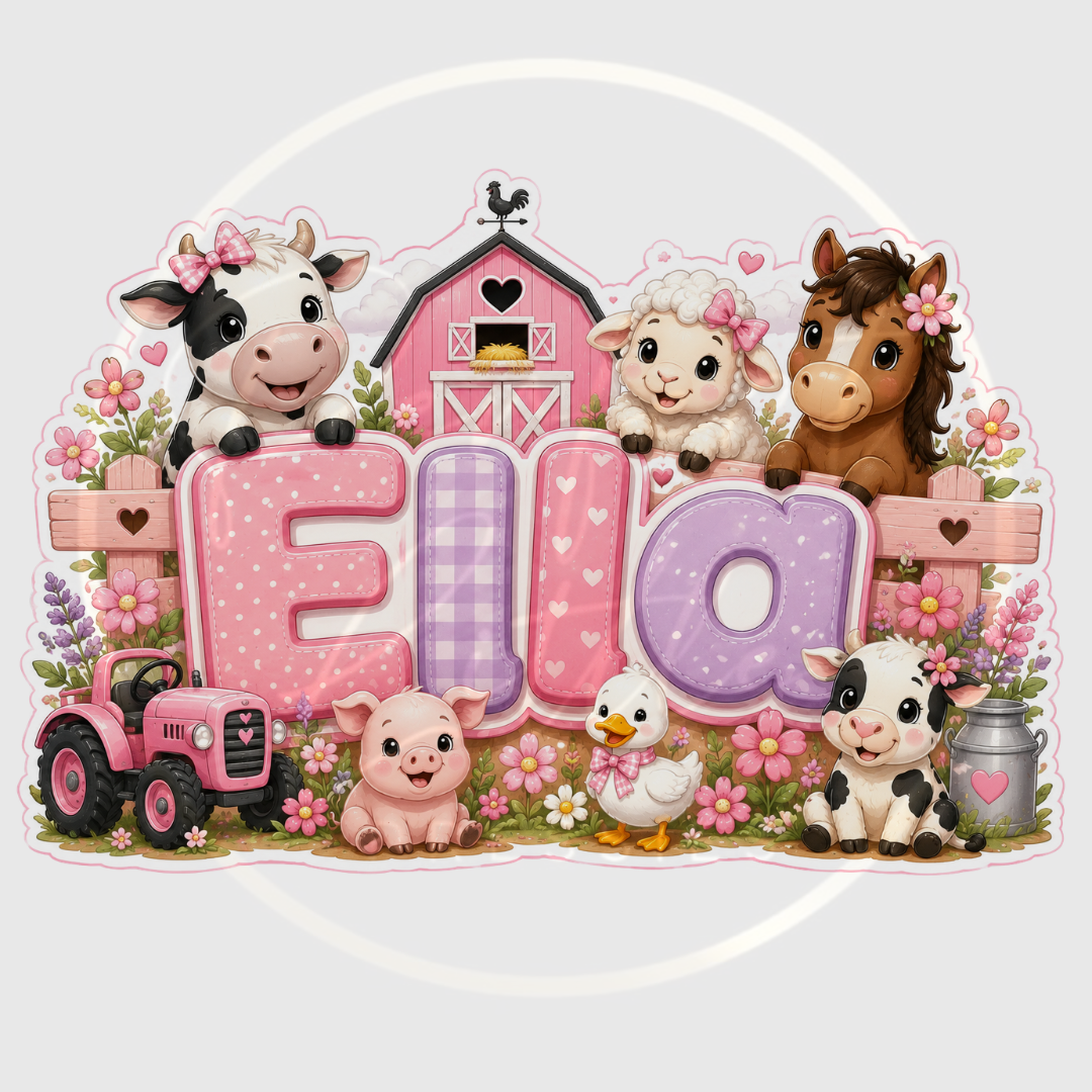 CUSTOM ADHESIVE DECAL - Pastel Pink/Purple Farm Name