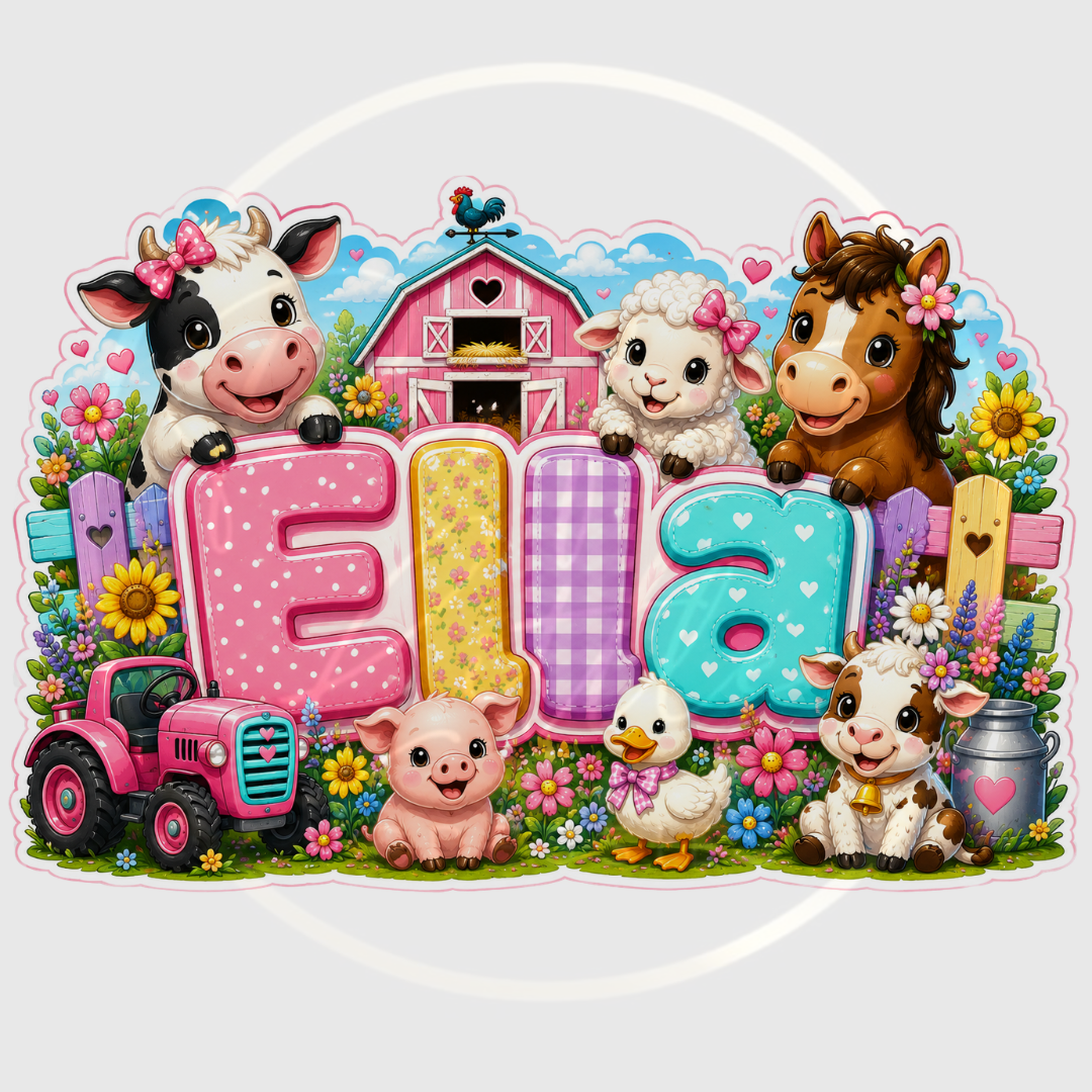 CUSTOM ADHESIVE DECAL - Girly Colourful Farm Name