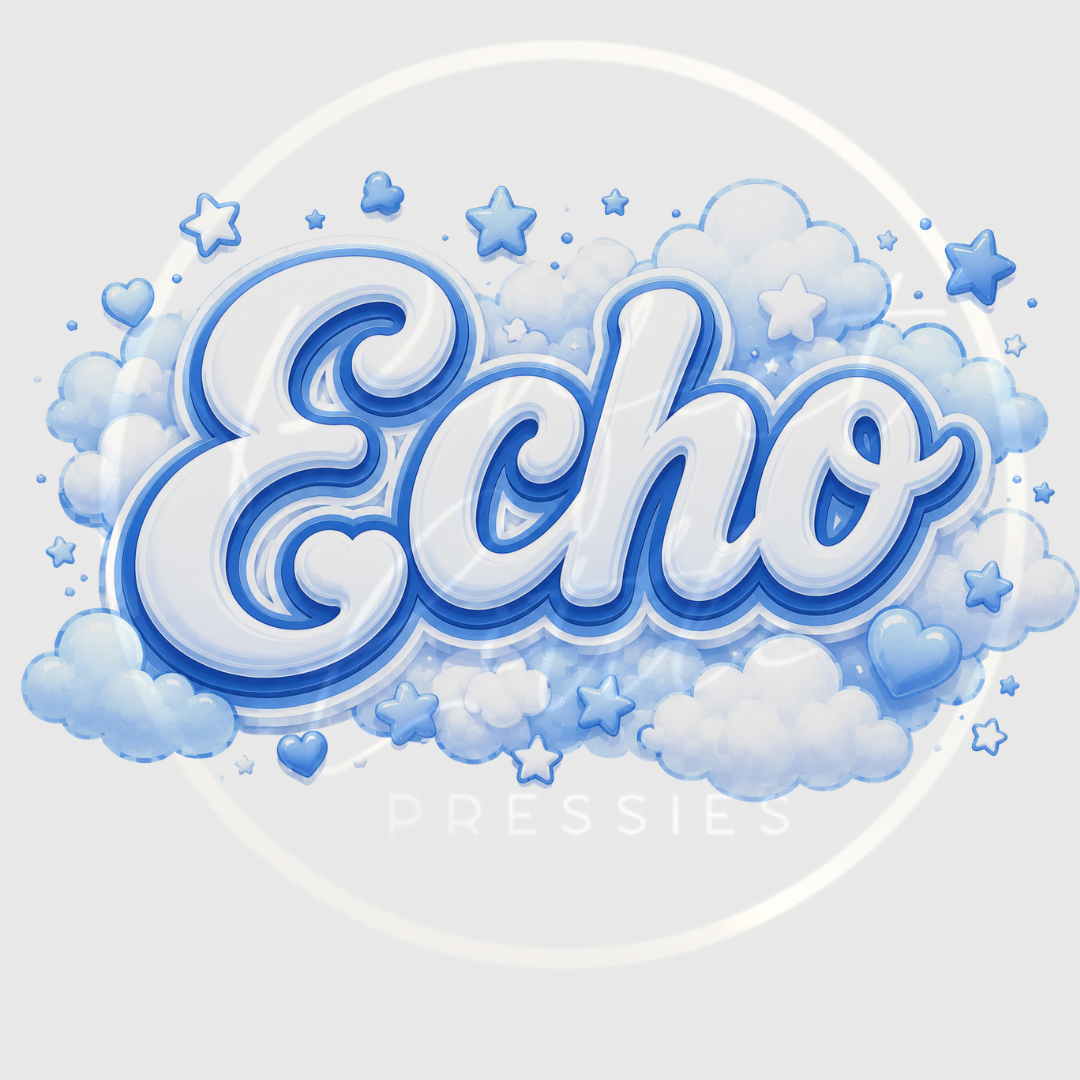 CUSTOM ADHESIVE DECAL - Blue Cloud Name