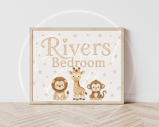 Custom Print - Safari Name Bedroom