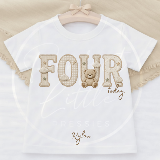 Kids - Birthday T-Shirt Beige Cloud Bear Designs