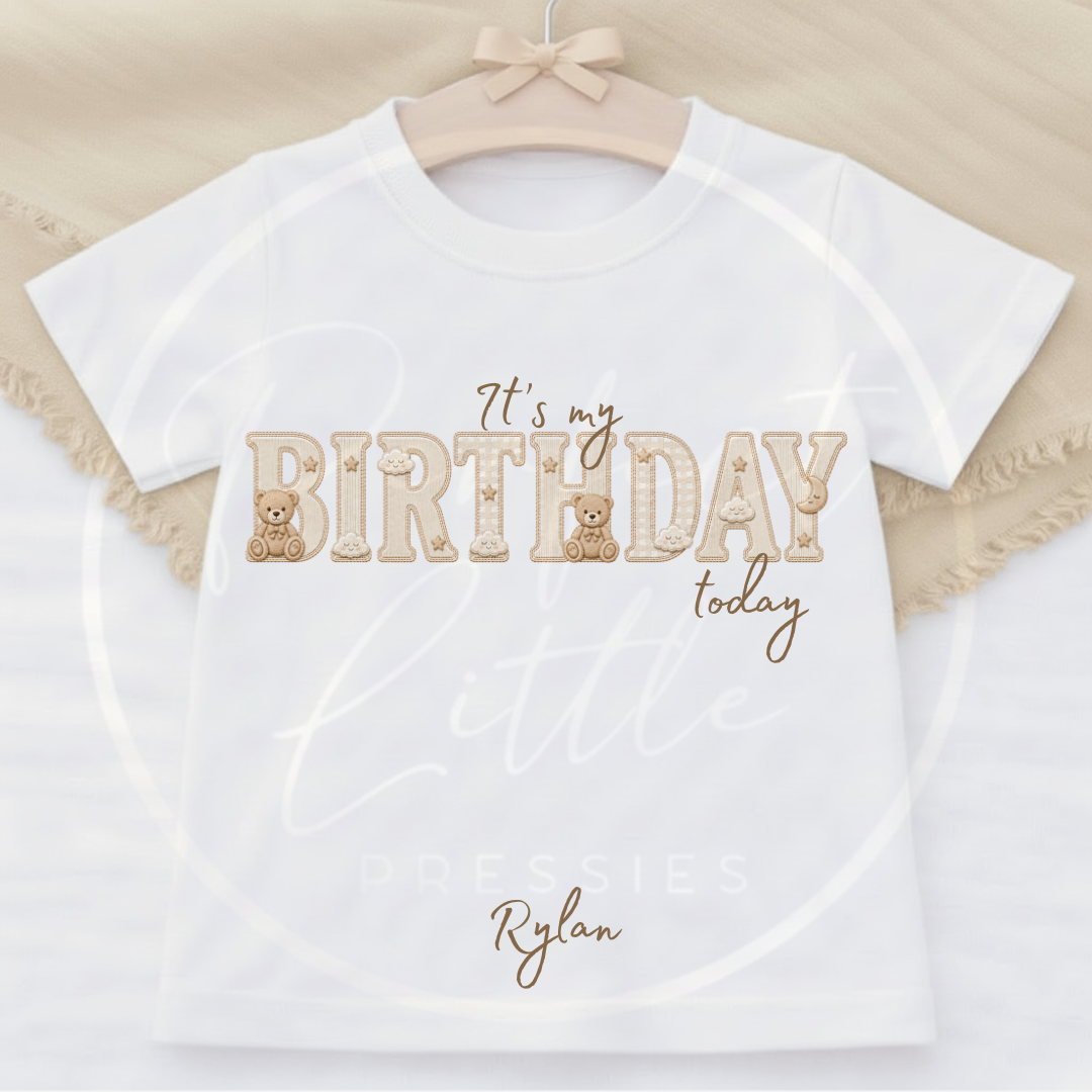 Kids - Birthday T-Shirt Beige Cloud Bear Designs