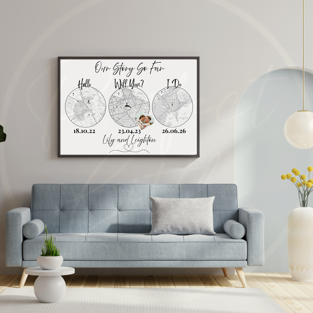Custom Print - Our Story Map With Picture