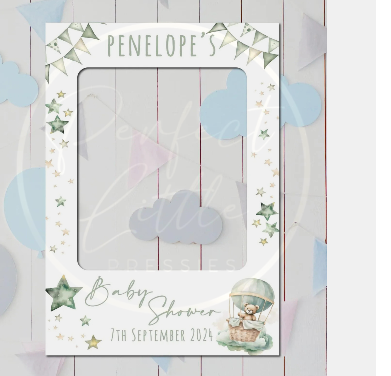 Baby Shower Selfie Board - Hot Air Balloon Design