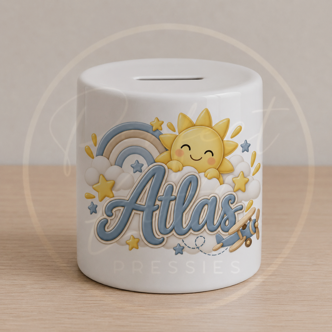 Ceramic Money Jar - Blue Sunshine
