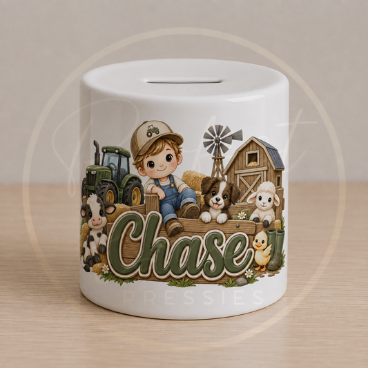Ceramic Money Jar - Boy Farm Yard
