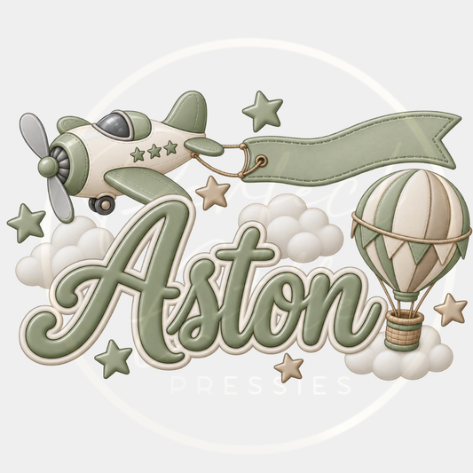 CUSTOM ADHESIVE DECAL - Sage Boy Airplane