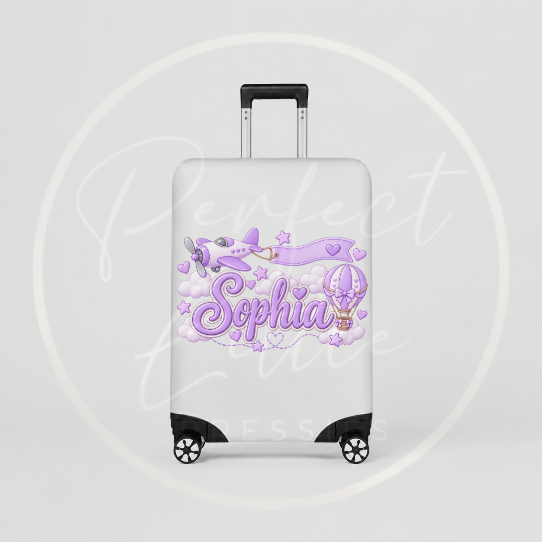 Suitcase Cover - Lilac Airplane