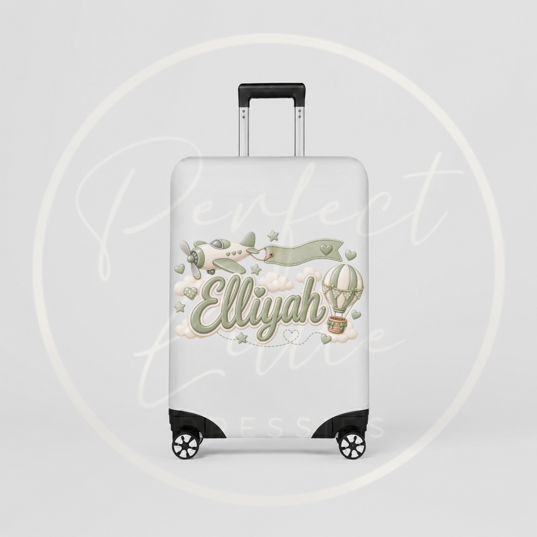 Suitcase Cover - Sage Airplane