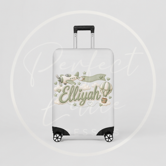 Suitcase Cover - Sage Airplane