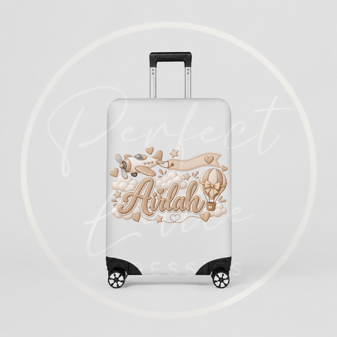 Suitcase Cover - Beige Air Plane