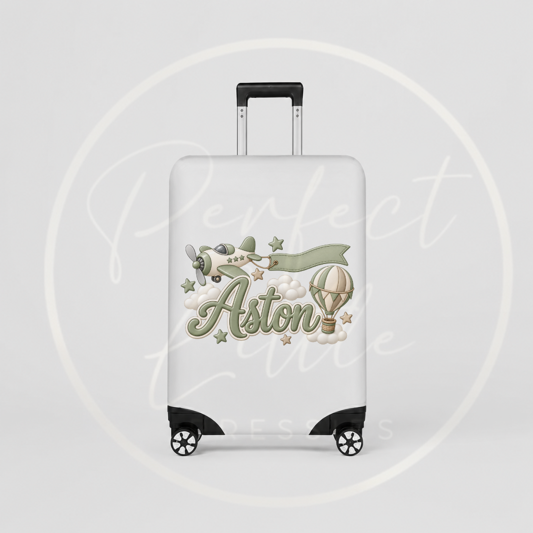 Suitcase Cover - Sage Boy Air Plane